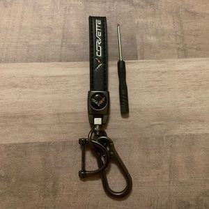 Corvette Key Fob Leather Key Ring Lanyard